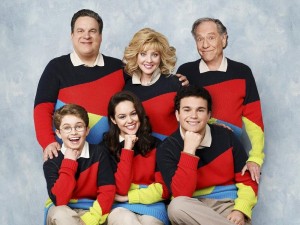 STANDING: JEFF GARLIN, WENDI MCLENDON-COVEY, GEORGE SEGAL;  SEATED: SEAN GIAMBRONE, HAYLEY ORRANTIA, TROY GENTILE