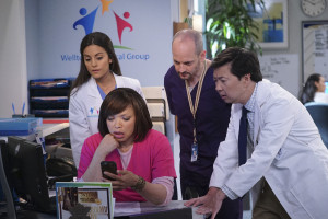 DR. KEN - Doctor-turned-actor/comedian Ken Jeong ("Community," "The Hangover"), plays Dr. Ken, a brilliant physician with no bedside manner. He is always trying to be a good doctor as well as a good husband and dad to his two kids. However, these good intentions have a way of driving everyone crazy at work and at home. Luckily, his therapist wife, Allison, is just the right partner to keep things sane. "Dr. Ken" stars Ken Jeong as Dr. Ken, Suzy Nakamura as Allison, Tisha Campbell-Martin as Damona, Dave Foley as Pat, Jonathan Slavin as Clark, Albert Tsai as Dave and Krista Marie Yu as Molly. "Dr. Ken was written by Jared Stern, Ken Jeong, and Mike O'Connell. Executive producers are Jared Stern, Ken Jeong, John Davis, John Fox and Mike Sikowitz, with Mike O'Connell as co-executive producer. "Dr. Ken" is produced by Sony Pictures Television and ABC Studios.   (ABC/Danny Feld) KATE SIMSES, TISHA CAMPBELL-MARTIN, JONATHAN SLAVIN, KEN JEONG