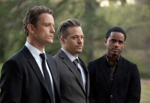 GAME OF SILENCE --  Pilot  -- Pictured: (l-r) David Lyons as Jackson Brooks, Michael Raymond-James as Gil Harris, Larenz Tate as Shawn Polk -- (Photo by: Bob Mahoney/NBC)