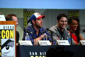 COMIC-CON INTERNATIONAL: SAN DIEGO 2015 -- "Heroes Reborn" Panel & Red Carpet -- Pictured: (l-r) Jack Coleman, Zachary Levi, Ryan Guzman, Judith Shekoni, Sunday, July 12, 2015, from the San Diego Convention Center, San Diego, Calif. -- (Photo by: Mark Davis/NBC)