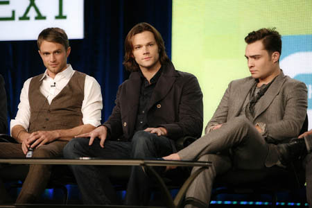 CBS/The CW/Showtime 2012 Winter TCA at The Langham Hotel in Pasadena, CA
"The Bad-Ass Boys of The CW" Panel
Pictured (L-R): Wilson Bethel ("Hart of Dixie"), Jared Padalecki ("Supernatural"), and Ed Westwick ("Gossip Girl").
Photo credit: Joe Magnani/The CW
© 2011 The CW Network, LLC. All rights reserved. CBS/The CW/Showtime 2012 Winter TCA at The Langham Hotel in Pasadena, CA
"The Bad-Ass Boys of The CW" Panel
Pictured (L-R): Wilson Bethel ("Hart of Dixie"), Jared Padalecki ("Supernatural"), and Ed Westwick ("Gossip Girl").
Photo credit: Joe Magnani/The CW
© 2011 The CW Network, LLC. All rights reserved.