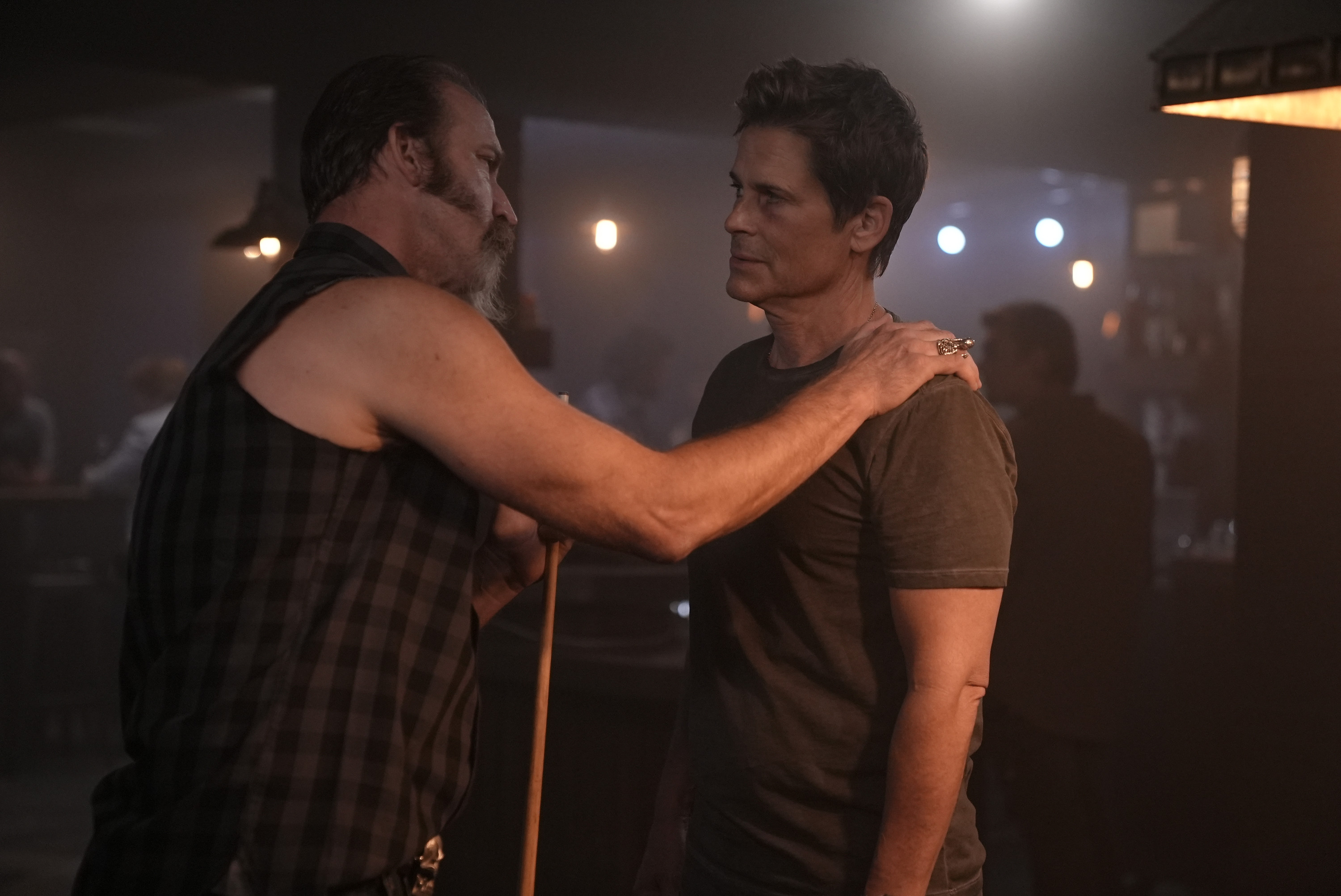 9-1-1 LONE STAR: L-R: Guest star Scott Peat and Rob Lowe in the "Cry Wolf" episode of 9-1-1 LONE STAR airing Tuesday, Feb. 7 (8:00-9:00 PM ET/PT) on FOX.© 2023 Fox Media LLC. CR: Kevin Estrada/FOX. 9-1-1 LONE STAR: L-R: Guest star Scott Peat and Rob Lowe in the "Cry Wolf" episode of 9-1-1 LONE STAR airing Tuesday, Feb. 7 (8:00-9:00 PM ET/PT) on FOX.© 2023 Fox Media LLC. CR: Kevin Estrada/FOX.
