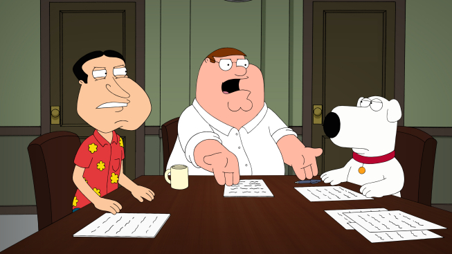 FAMILY GUY: The mayor is the prime suspect when a bloody murder occurs at his mansion, and it's up to the citizens of Quahog to determine whether he is guilty or not in the all-new "12 And a Half Angry Men" episode of FAMILY GUY airing Sunday, March 24 (9:00-9:30 PM ET/PT) on FOX. FAMILY GUY ™ and © 2013 TCFFC ALL RIGHTS RESERVED. FAMILY GUY: The mayor is the prime suspect when a bloody murder occurs at his mansion, and it's up to the citizens of Quahog to determine whether he is guilty or not in the all-new "12 And a Half Angry Men" episode of FAMILY GUY airing Sunday, March 24 (9:00-9:30 PM ET/PT) on FOX. FAMILY GUY ™ and © 2013 TCFFC ALL RIGHTS RESERVED.