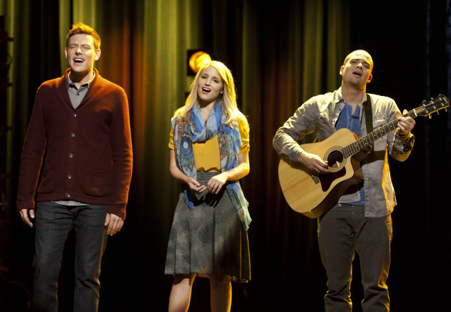 GLEE: McKinley High's alumni perform in the "Thanksgiving" episode of GLEE airing Thursday, Nov. 29 (9:00-10:00 PM ET/PT) on FOX. Pictured L-R: Cory Monteith, Dianna Agron and Mark Salling.  ©2012 Fox Broadcasting Co. CR: Adam Rose/FOX GLEE: McKinley High's alumni perform in the "Thanksgiving" episode of GLEE airing Thursday, Nov. 29 (9:00-10:00 PM ET/PT) on FOX. Pictured L-R: Cory Monteith, Dianna Agron and Mark Salling.  ©2012 Fox Broadcasting Co. CR: Adam Rose/FOX