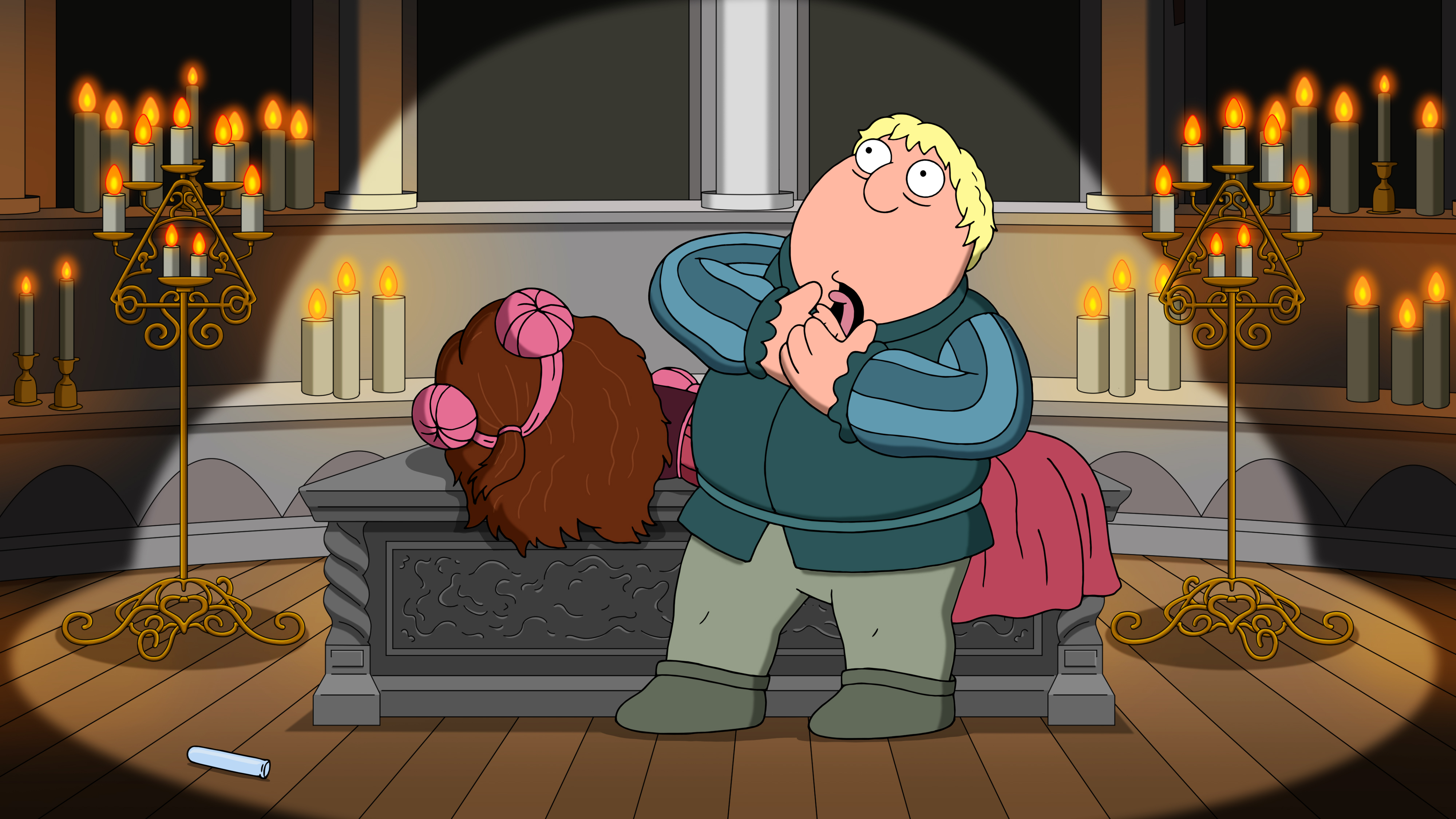 FAMILY GUY:  Peter attends a business conference in Atlantic City with Preston. Meanwhile, Stewie helps Chris prepare for his role in Adam West High’s rendition of “Romeo and Juliet” in the all-new “The Jersey Bore” season finale episode of FAMILY GUY airing Sunday, May 22 (9:30-10:00 PM ET/PT) on FOX.  FAMILY GUY © 2022 by 20th Television. FAMILY GUY:  Peter attends a business conference in Atlantic City with Preston. Meanwhile, Stewie helps Chris prepare for his role in Adam West High’s rendition of “Romeo and Juliet” in the all-new “The Jersey Bore” season finale episode of FAMILY GUY airing Sunday, May 22 (9:30-10:00 PM ET/PT) on FOX.  FAMILY GUY © 2022 by 20th Television.