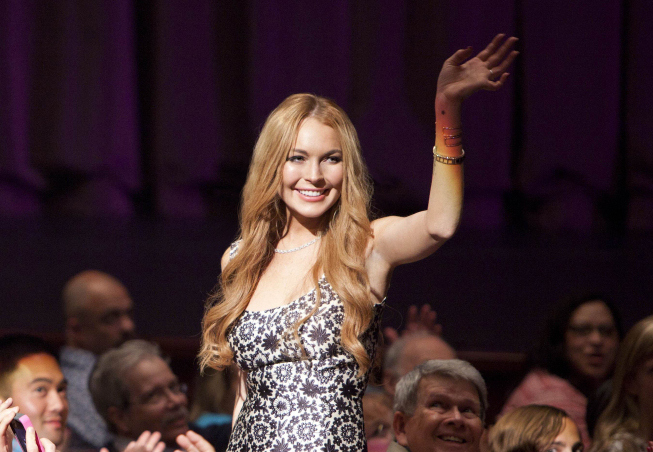 GLEE: Lindsay Lohan (guest-starring as herself) judges the competition in the second hour of a special two-hour "Props/Nationals" episode of GLEE airing Tuesday, May 15 (8:00-10:00 PM ET/PT) on FOX. ©2012 Fox Broadcasting Co. Cr: Adam Rose/FOX GLEE: Lindsay Lohan (guest-starring as herself) judges the competition in the second hour of a special two-hour "Props/Nationals" episode of GLEE airing Tuesday, May 15 (8:00-10:00 PM ET/PT) on FOX. ©2012 Fox Broadcasting Co. Cr: Adam Rose/FOX