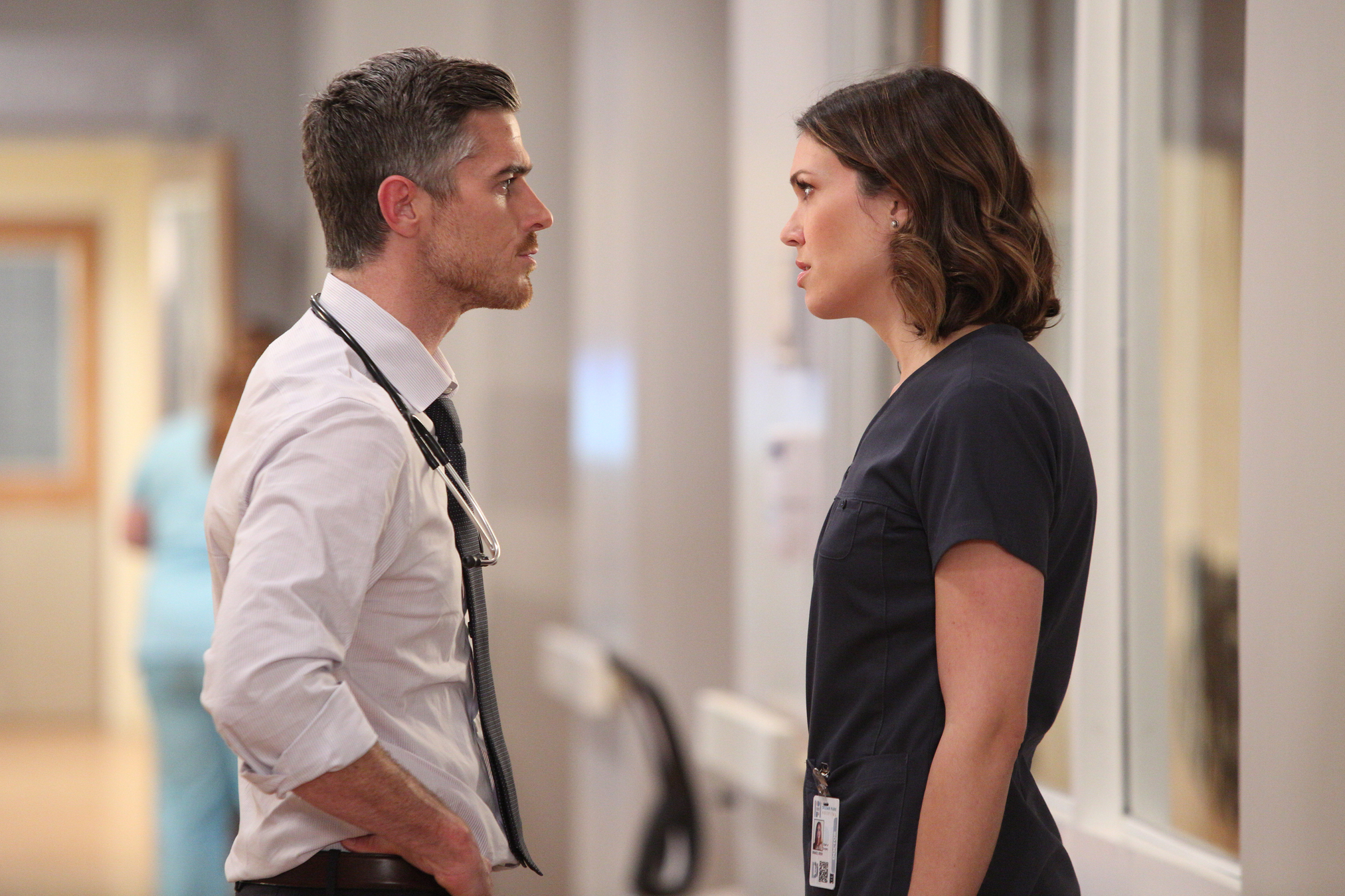 RED BAND SOCIETY: L-R: Dr. Adam McAndrew (Dave Annable) and DR. Erin Grace (Many Moore) in " The Guilted Age" episode of RED BAND SOCIETY airing Saturday, Jan. 31 (9:00-10:00 PM ET/ PT) on FOX. CR: Guy D'Amica / FOX. © 2014 Fox Broadcasting Co. RED BAND SOCIETY: L-R: Dr. Adam McAndrew (Dave Annable) and DR. Erin Grace (Many Moore) in " The Guilted Age" episode of RED BAND SOCIETY airing Saturday, Jan. 31 (9:00-10:00 PM ET/ PT) on FOX. CR: Guy D'Amica / FOX. © 2014 Fox Broadcasting Co.