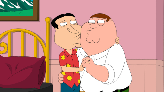 FAMILY GUY:  In order to get out of his marriage, Quagmire pretends to be lovers with Peter in the all-new "The Giggity Wife" episode of FAMILY GUY airing Sunday, Jan. 27 (9:00-9:30 PM ET/PT) on FOX.  FAMILY GUY ™ and © 2013 TCFFC ALL RIGHTS RESERVED. FAMILY GUY:  In order to get out of his marriage, Quagmire pretends to be lovers with Peter in the all-new "The Giggity Wife" episode of FAMILY GUY airing Sunday, Jan. 27 (9:00-9:30 PM ET/PT) on FOX.  FAMILY GUY ™ and © 2013 TCFFC ALL RIGHTS RESERVED.